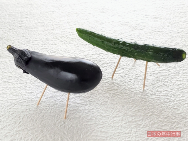 お盆、精霊馬(きゅうりと茄子)